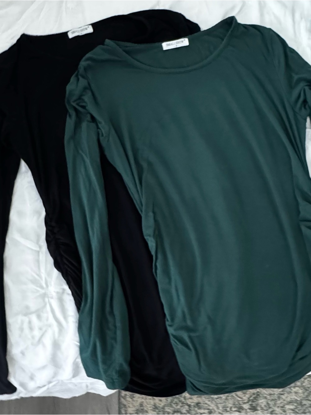 Maternity Long Sleeve Crewneck Top in Forest Green by